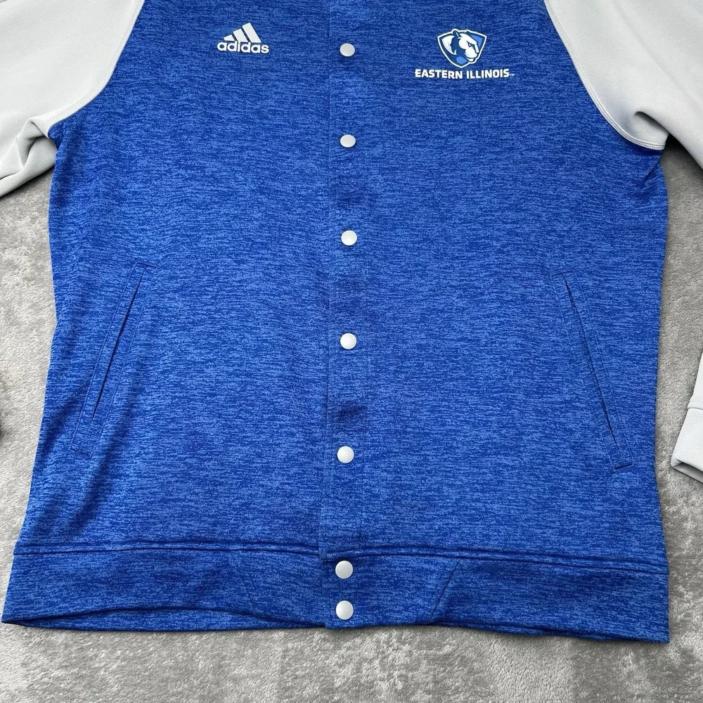 Adidas Eastern ILLINOIS Varsity Players Jacket Button Up Logo Blue Men's Large L